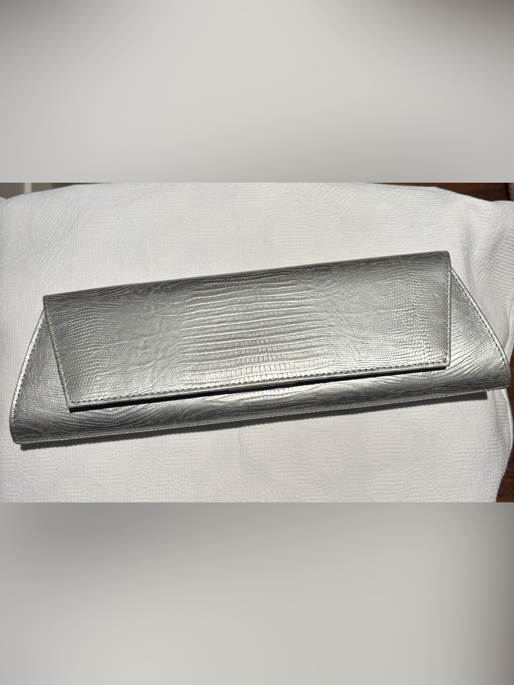Kenneth Cole Metallic Silver Fold-Over Clutch